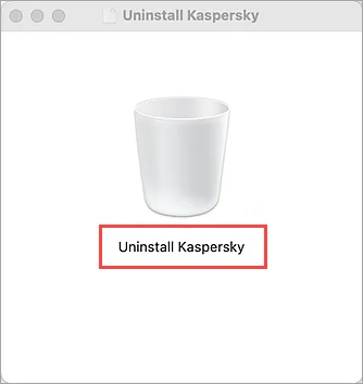 Official Kaspersky Mac uninstall window with the Uninstall Kaspersky command highlighted