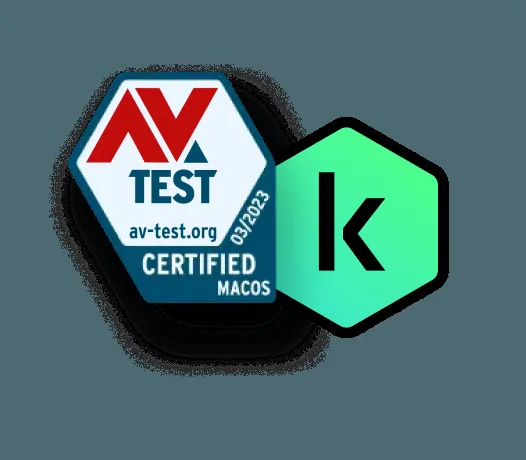 Arte oficial do Kaspersky Mac e certificação AV-TEST